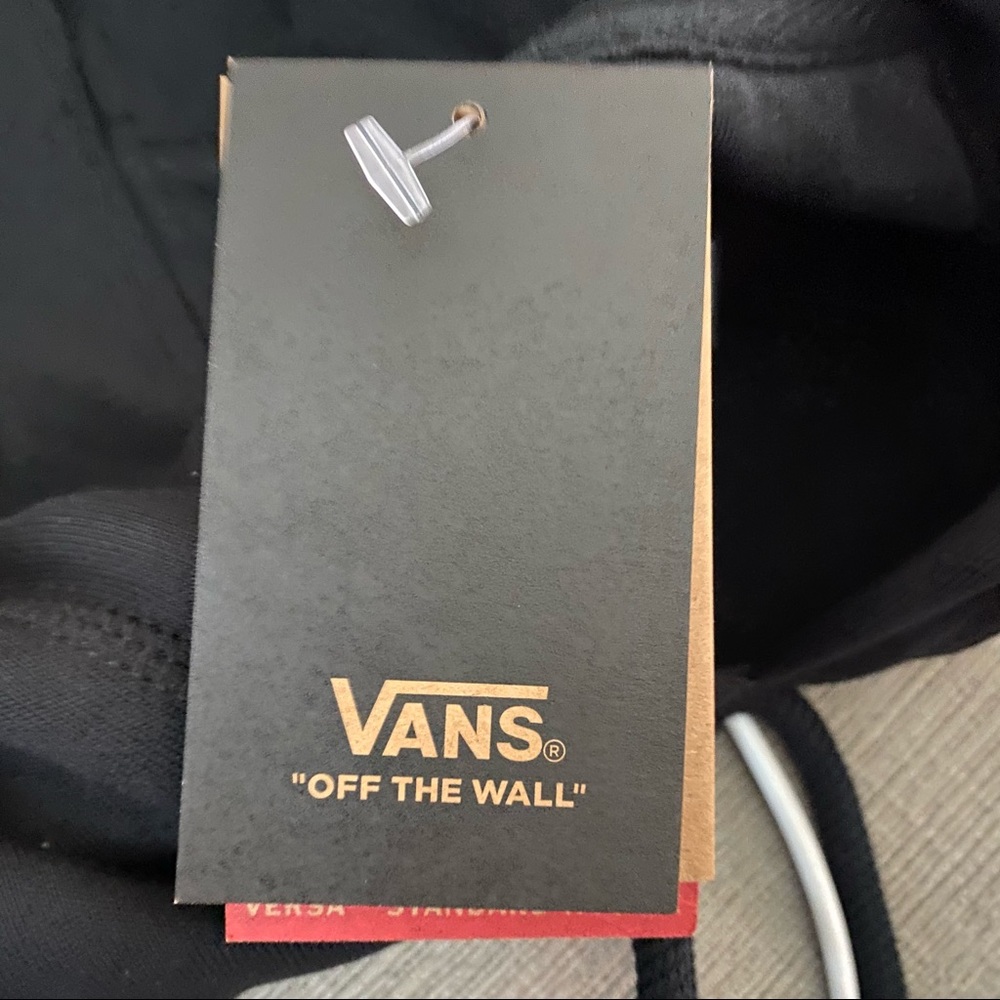Vans Black Standard Versa Sweatshirt Hoodie With Checker Detail On 1 sleeve Sz M - Picture 6 of 8